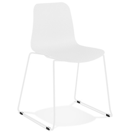 Chaise moderne 'EXPO' blanche avec pieds en métal blanc