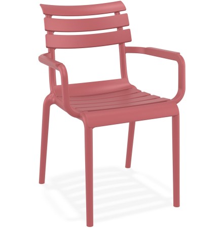 Chaise de jardin avec accoudoirs 'FLORA' rouge en matière plastique