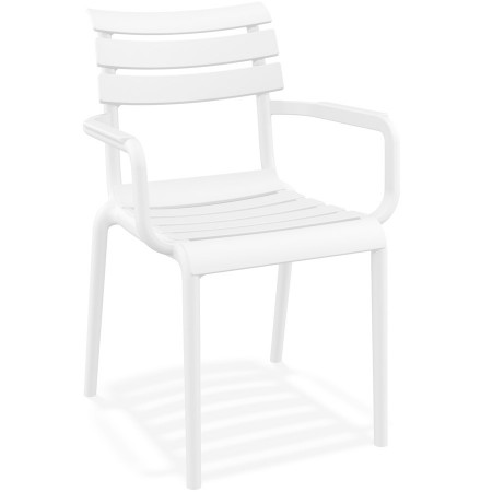 Chaise de jardin avec accoudoirs 'FLORA' blanche en matière plastique