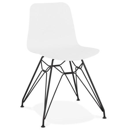 Chaise design 'GAUDY' blanche style industriel avec pied en métal noir
