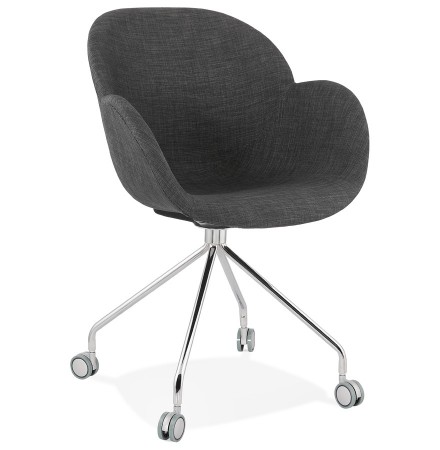 Chaise de bureau 'KEV' en tissu gris foncé confortable sur roulettes
