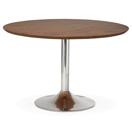 Table à diner/de bureau ronde 'KITCHEN' en bois finition Noyer - Ø 120 cm