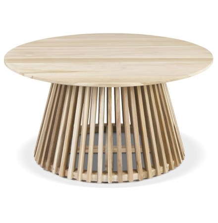 Table basse de salon ronde 'KWAPA' en bois Teck naturel intérieur - Ø 80 cm