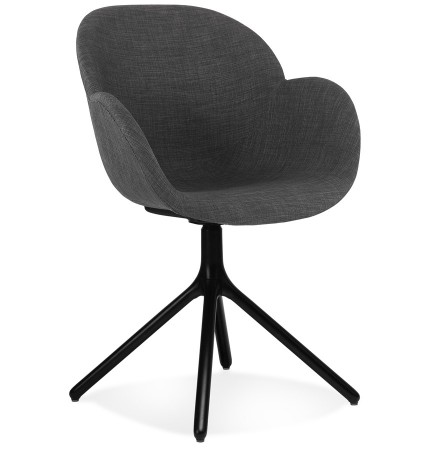 Chaise avec accoudoirs 'LIBRA' en tissu gris foncé et métal noir