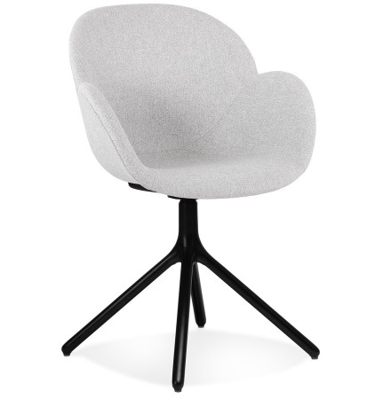 Chaise avec accoudoirs 'LIBRA' en tissu gris clair et métal noir