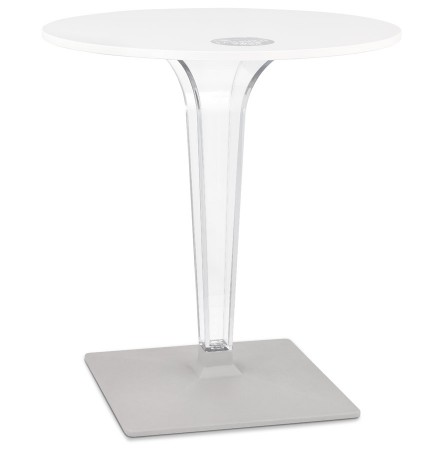 Table de terrasse ronde 'LIMPID' blanche intérieur/extérieur - Ø 68 cm