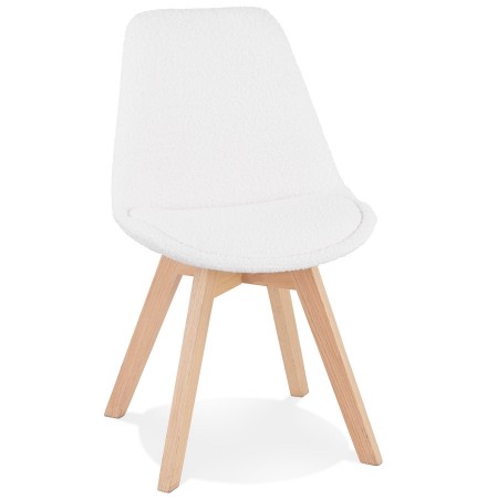 Chaise design 'LINETTE' en tissu bouloché blanc style scandinave