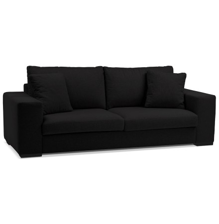 Canapé droit moderne 'LUCA' en tissu noir - Canapé 3 places
