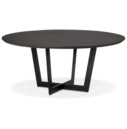 Table de salle à manger ronde 'LULU' en bois et métal noir - Ø140 cm