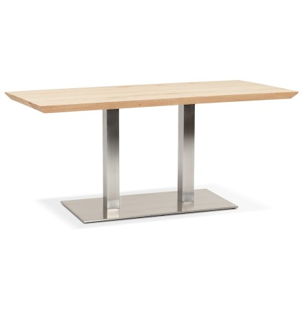 Table 'MALIBU' en bois massif avec pied en acier brossé - 160x80 cm