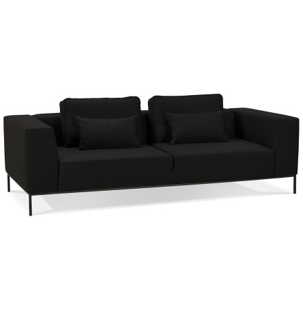 Canapé 3 places 'NANY' en tissu noir - canapé droit moderne