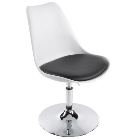 Chaise moderne pivotante 'QUEEN' réglable blanche et noir