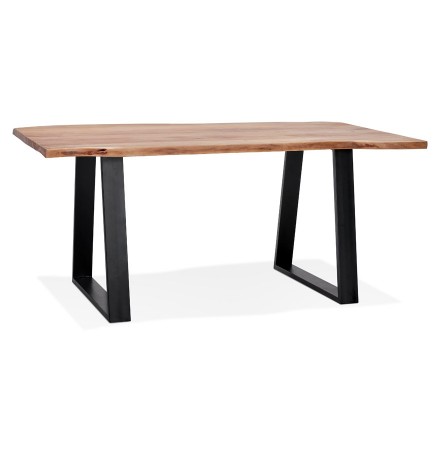 Table de salle à manger style industriel 'RAFA' en bois massif et métal - 160x90 cm