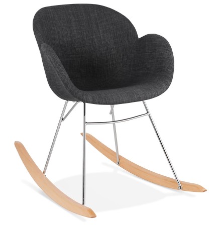 Chaise à bascule design 'ROCKY' grise foncé en tissu