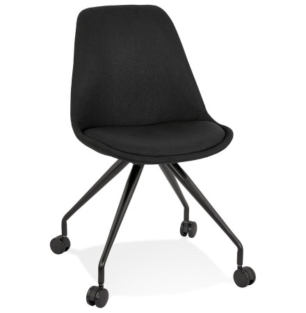 Chaise de bureau sur roulettes 'SNAP' en tissu noir avec structure en métal noir