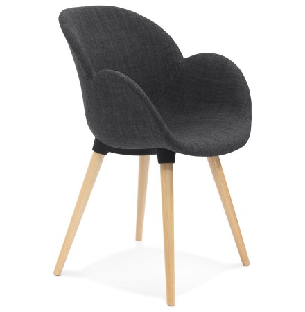 Chaise design scandinave 'TAPIOCA' en tissu gris foncé