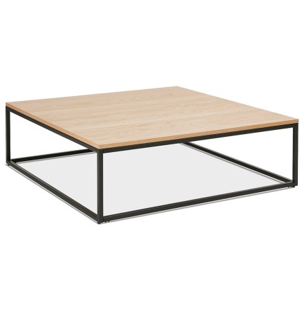 Grande table basse style industriel 'TRIBECA' en bois finition naturelle et métal noir