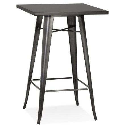 Table haute 'VADOR' en métal gris foncé - 70x70 cm