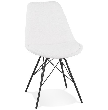 Chaise design 'VIOLETTE' en tissu bouloché blanc style industriel