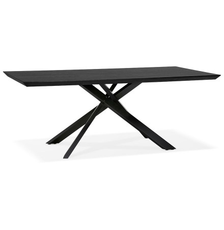 Table à diner design avec pied central en x 'WALABY' en bois noir - 200x100 cm