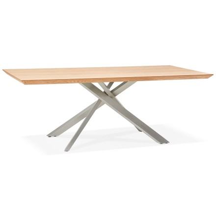 Table à manger 'WALABY' en bois finition naturelle avec pied central en métal - 200x100 cm