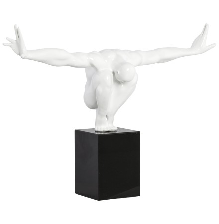 Statue déco 'WISE' athlète homme en polyrésine blanche
