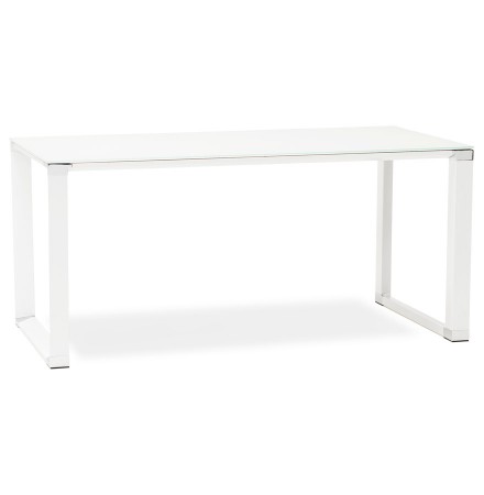 Petit bureau droit design 'XLINE' en verre blanc - 140x70 cm