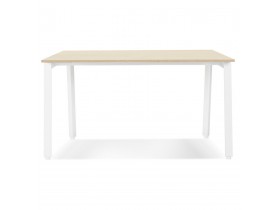 Bureau droit design 'AMADEUS' en bois finition naturelle et métal blanc - 160x80 cm
