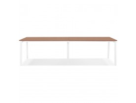 Double bureau bench / table de réunion 'AMADEUS' en bois finition Noyer et métal blanc - 280x140 cm