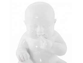 Statue déco 'BABY' bébé assis en polyrésine blanche
