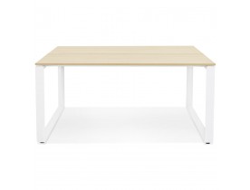 Table de réunion / bureau bench 'BAKUS SQUARE' en bois finition naturelle et métal blanc - 140x140 cm