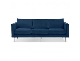 Canapé droit design 'BANDY' en velours bleu pétrole - canapé 3 places