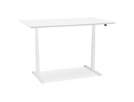 Bureau assis-debout électrique 'BIONIK'avec plateau en bois et métal blanc - 150x70 cm