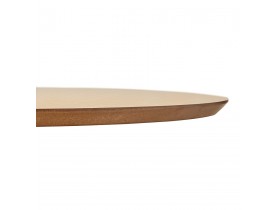 Table basse de salon ronde 'BUSTER MINI' en bois finition naturelle et pied en métal blanc - Ø 90 cm