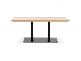 Table 'CAPULCO' en bois massif avec pied en fonte noir - 160x80 cm
