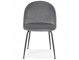 Chaise au style rétro 'CLARENCE' en velour gris clair et pieds en métal noir