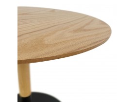 Table basse design ronde 'DILA H40' en bois finition naturelle et métal noir