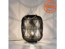 Lampe style lanterne 'DOMINGO' en rotin noir