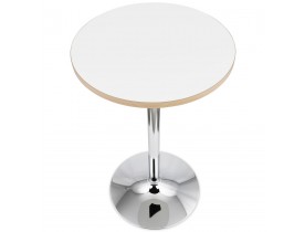 Table haute ronde 'ELIOT ROUND' blanche avec un pied en métal chromé - Ø 60 cm