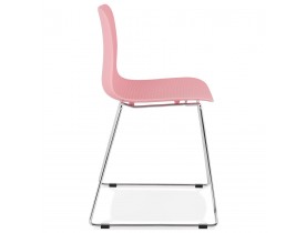 Chaise moderne 'EXPO' rose avec pieds en métal chromé