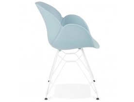 Chaise moderne 'FIDJI' bleue avec pieds en métal blanc