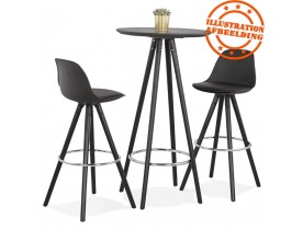 Table haute / Mange-debout rond 'GALA' design en bois noir