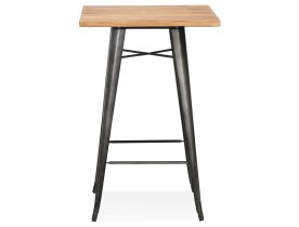 Table haute style industriel 'GRAMY' en bois foncé et pieds en métal gris - 70x70 cm