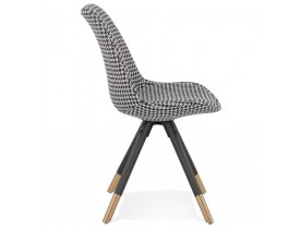 Chaise design 'HAMILTON' en tissu pied de poule et pieds en bois noir