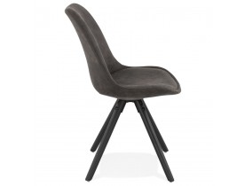 Chaise confortable 'HARRY' en microfibre grise et pieds en bois noir