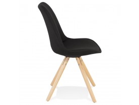 Chaise scandinave 'HIPHOP' en tissu noir avec pieds en bois finition naturelle