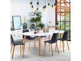 Table à dîner ronde extensible 'IGLOU' style scandinave - 120(220)x120 cm