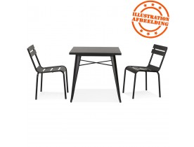 Petite table à dîner style industriel 'LALOU' noire - 76x76 cm