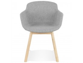 Chaise avec accoudoirs 'LAMBIC' en tissu gris clair et pieds en bois naturel