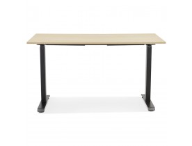 Bureau droit assis/debout 'LIVELLO' en bois finition naturelle et métal noir - 140x70 cm